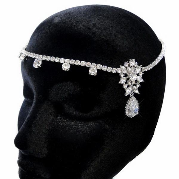 Elegance by Carbonneau Antique Silver Clear CZ Crystal "Kim Kardashian" Inspired Floral Headband Headpiece 1862