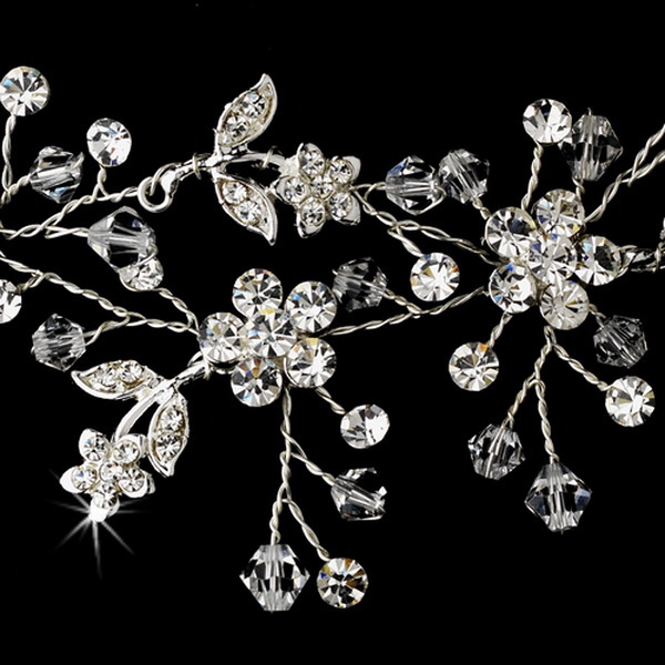 Elegance by Carbonneau NE-9785-Silver Silver Clear Necklace Earring Set 9785