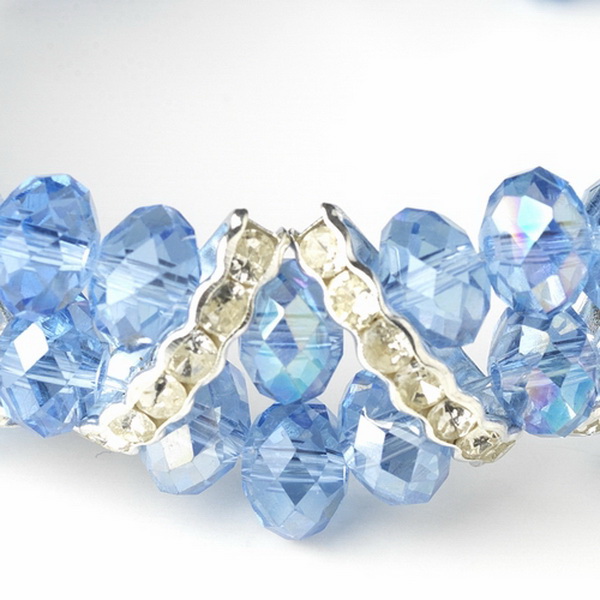 Elegance by Carbonneau B-7616-Blue Blue Silver Clear Double Line Bracelet 7616