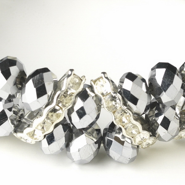 Elegance by Carbonneau B-7616-Silver-Hematite Silver w/ Silver Hematite Double Crystal Line Bracelet 7616