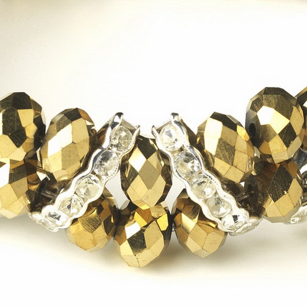 Elegance by Carbonneau B-7616-Gold Gold Silver Clear Double Line Bracelet 7616