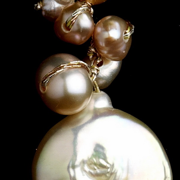 Elegance by Carbonneau E-7833-Peach Delightful Peach Freshwater Coin Pearl Earrings 7833