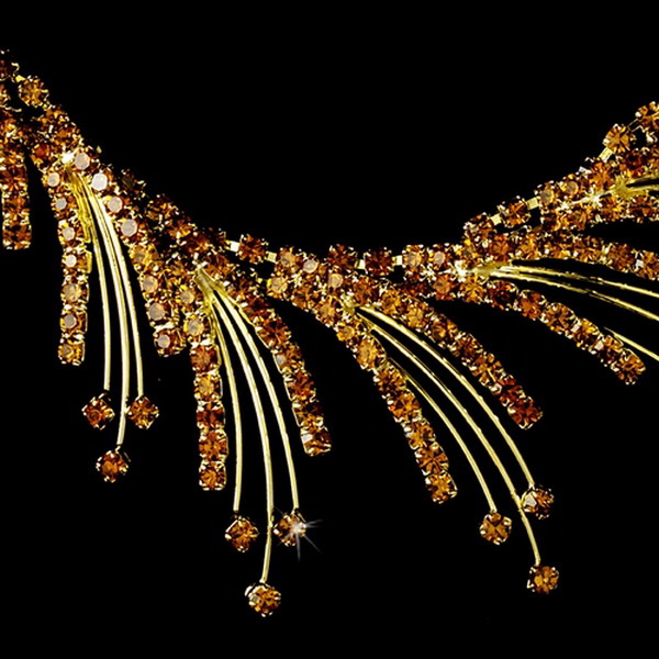Elegance by Carbonneau NE-8278-goldtopaz Necklace Earring Set NE 8278 Gold Topaz