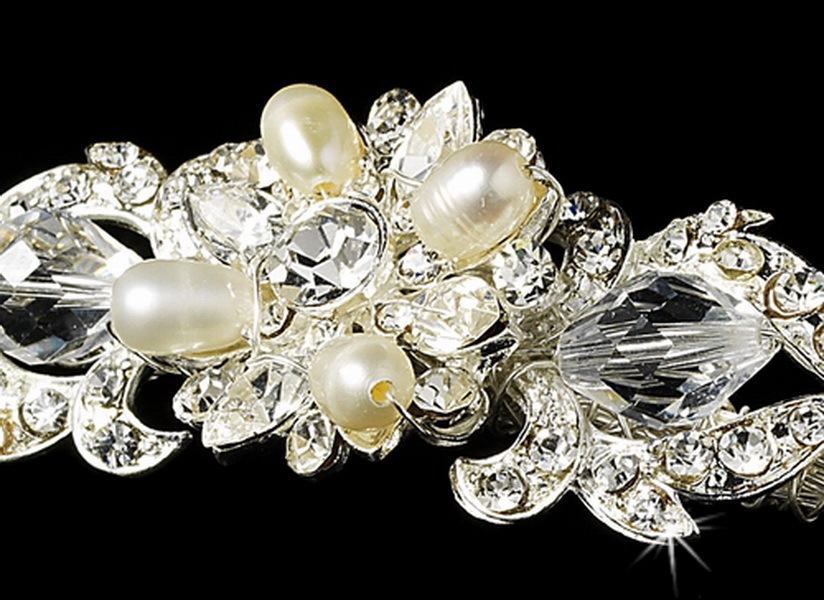 Elegance by Carbonneau HP-7844-S Swarovski Crystal & Freshwater Pearl Bridal Headband HP 7844