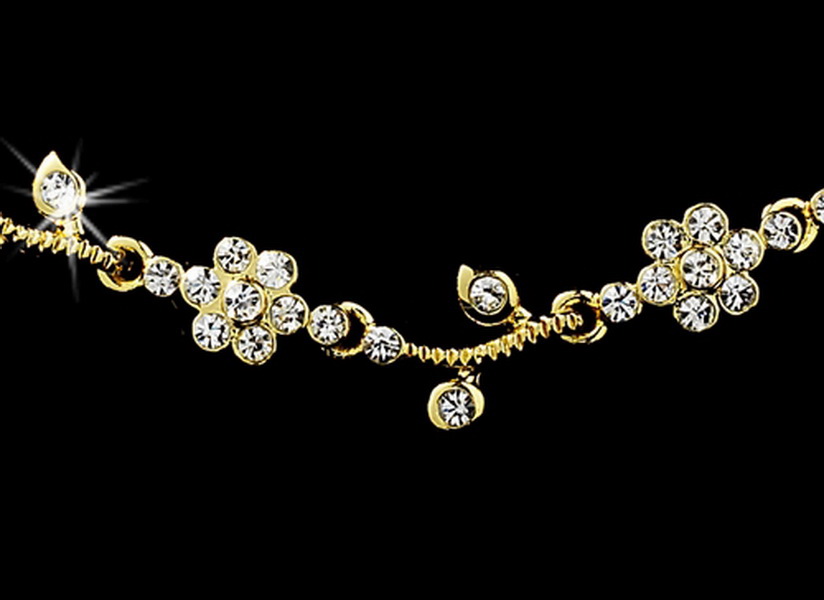 Elegance by Carbonneau NEB-70430-Gold-Clear Necklace Earring Bracelet Set 70430 Gold Clear