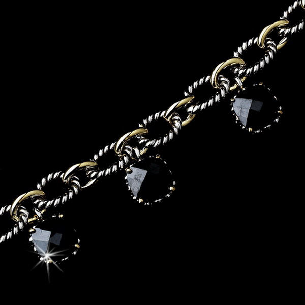 Elegance by Carbonneau B-2700-Black Rhodium Black w/ Gold Chain Links B 2700