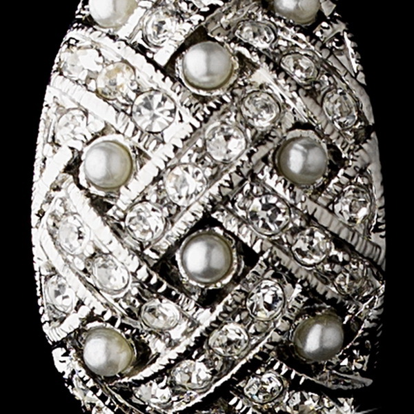 Elegance by Carbonneau E-3704-Silver Antique Silver Pearl Earring Set 3704