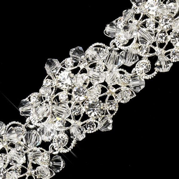 Elegance by Carbonneau Silver Clear Rhinestone & Swarovski Crystal Bead Bracelet 9501