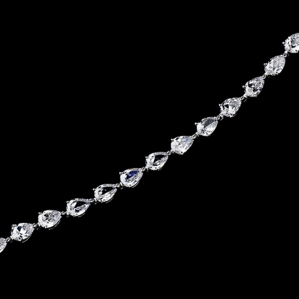Elegance by Carbonneau B-2398-Silver Silver Cubic Zirconia Teardrop Pear Shaped Bracelet 2398