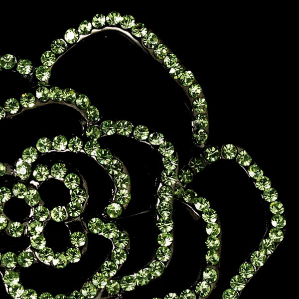Elegance by Carbonneau Brooch-6277-AS-Lt-Green Brooch 6277 Antique Silver with Light Green Rhinestones