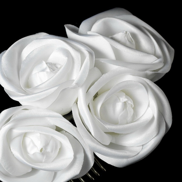 Elegance by Carbonneau Comb-4647-White Charming White Flower Bridal Hair Comb 4647