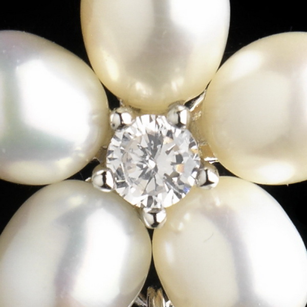 Elegance by Carbonneau Antique Silver Rhodium Freshwater Pearl & CZ Crystal Drop Earrings 1418