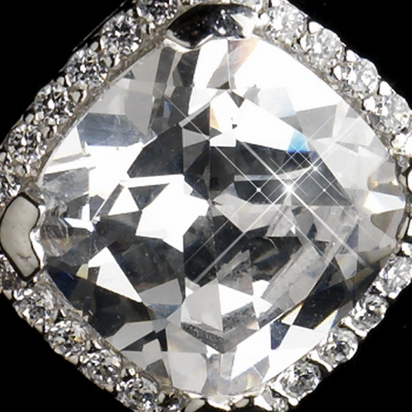 Elegance by Carbonneau Antique Rhodium Silver Clear Diamond Shaped CZ Crystal Drop Earrings 7846