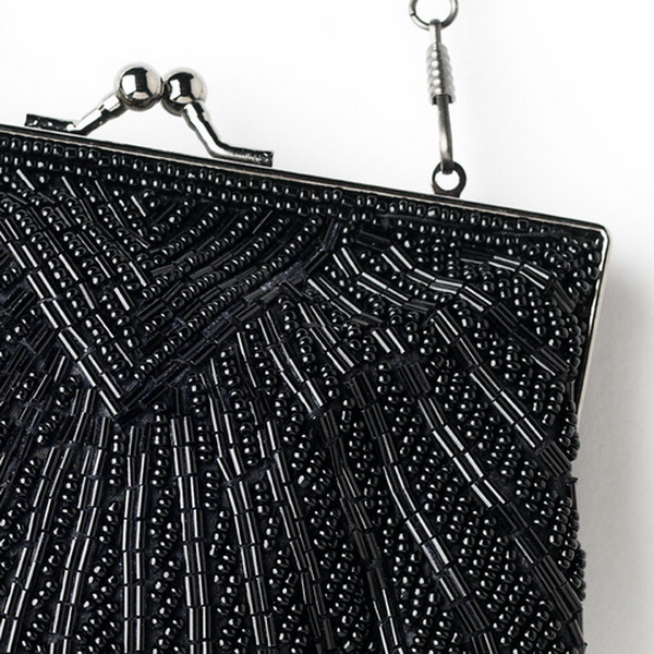 Elegance by Carbonneau EB-101-Black Elegant Ivory Beaded Shell Evening Bag 101