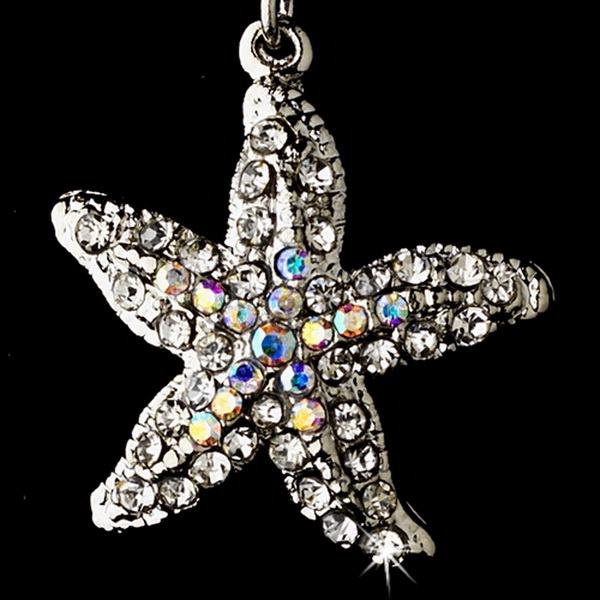 Elegance by Carbonneau E-8502-Silver-AB Starfish Earring Set 8502 Silver AB
