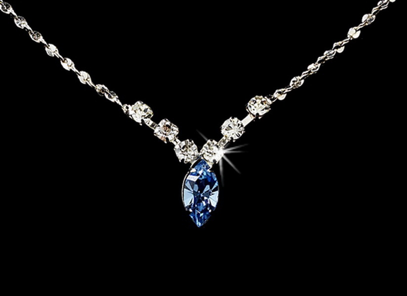 Elegance by Carbonneau NE-307-silverltblue Necklace Earring Set 307 Silver Light Blue