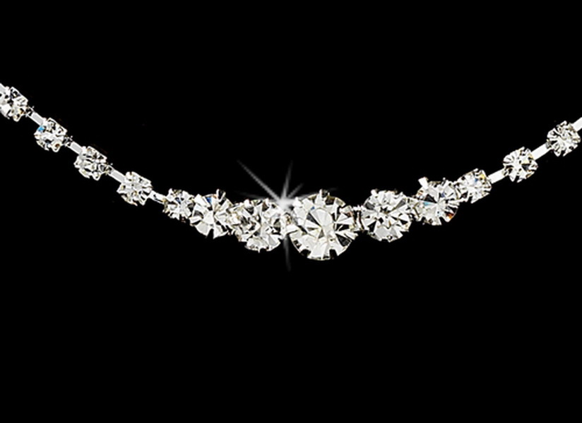 Elegance by Carbonneau NE-337-silverclear Necklace Earring Set 337 Silver Clear