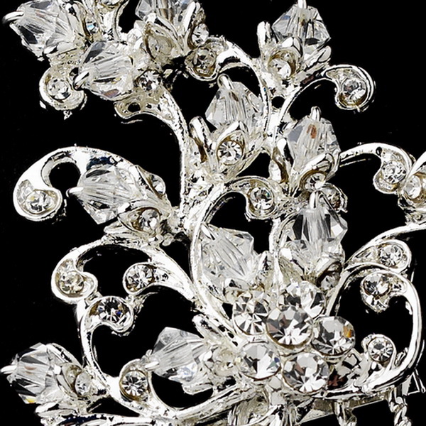 Elegance by Carbonneau Pin-904 Charming Silver Clear Crystal & Rhinestone Hair Pin 904