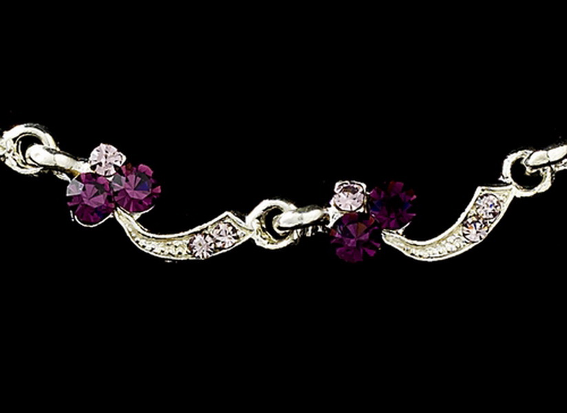 Elegance by Carbonneau NE-382-silveramethyst Necklace Earring Set 382 Silver Amethyst