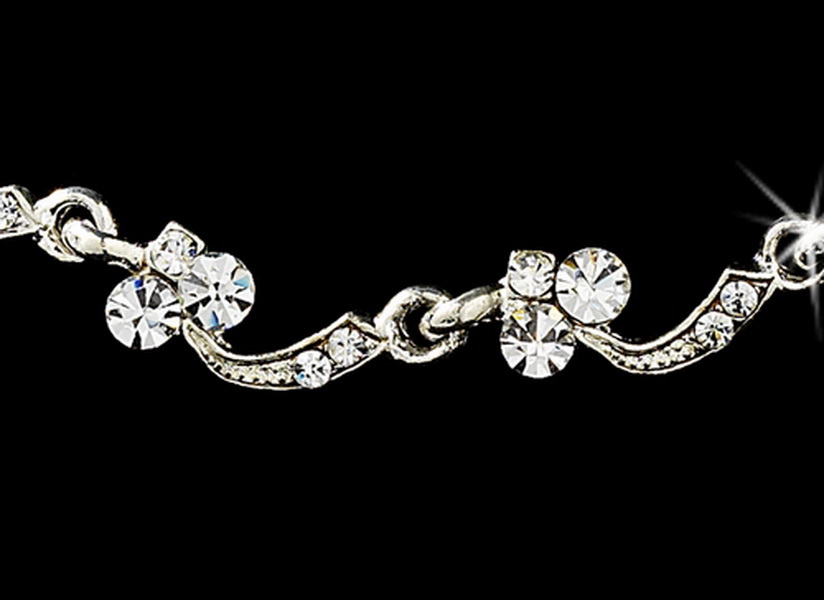 Elegance by Carbonneau NE-382-silverclear Necklace Earring Set NE 382 Silver Clear
