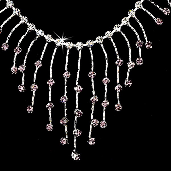 Elegance by Carbonneau NE-3126-Silver-Amethyst Necklace Earring Set 3126 Silver Amethyst