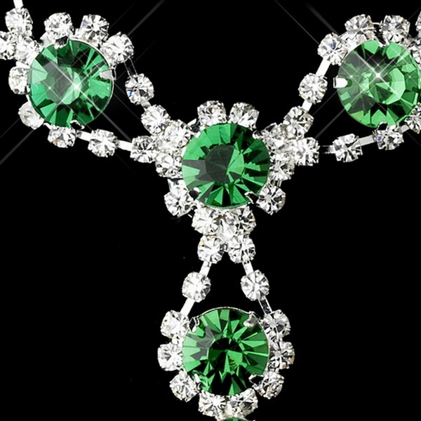 Elegance by Carbonneau NE-4362-Emerald-Green Emerald Green Necklace Earring Set 4362