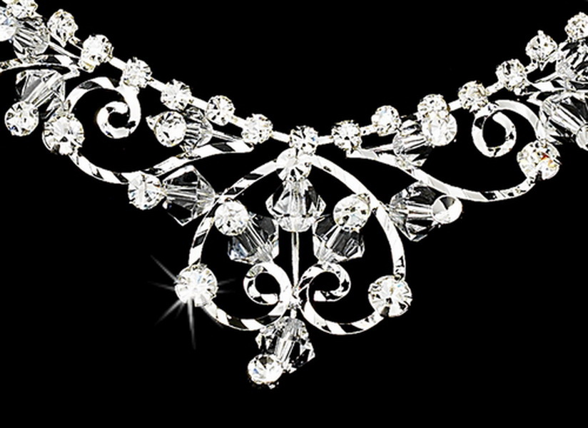 Elegance by Carbonneau Set-NE7034-HP7034 Swarovski Crystal Heart Bridal Jewelry & Tiara Set 7034