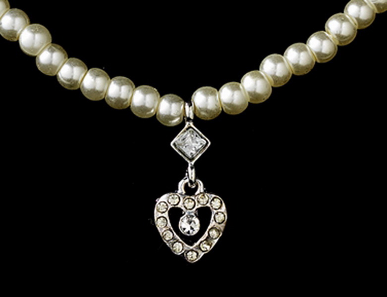 Elegance by Carbonneau NE-406-SilverWhite Necklace Earring Set NE 406 Silver (White or Ivory)