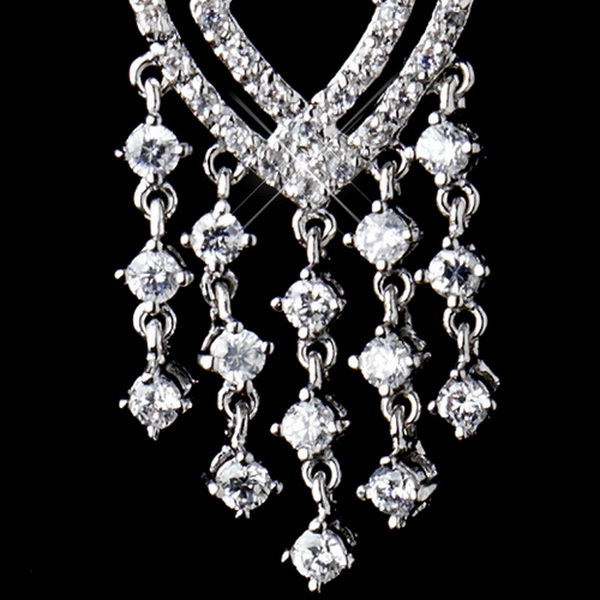 Elegance by Carbonneau E-9002-AS-Clear Antique Silver Clear CZ Crystal Chandelier Earrings 9002