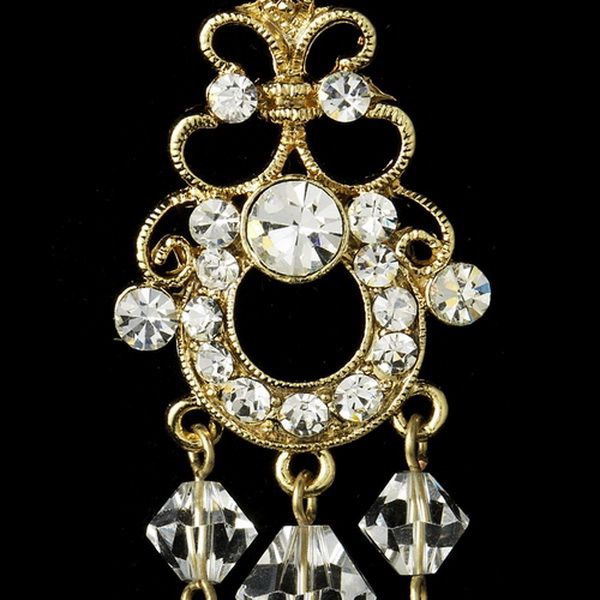 Elegance by Carbonneau E-8318-Gold Gold Bridal Chandelier Earrings E 8318