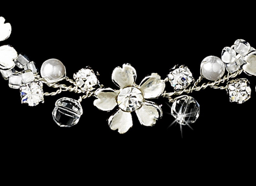 Elegance by Carbonneau Set-NE6878-HP7877 Pearl & Crystal Bridal Jewelry & Tiara Set