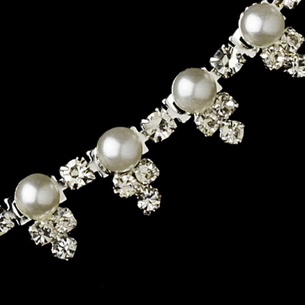 Elegance by Carbonneau NE-524-Silver-White Necklace Earring Set 524 Silver White