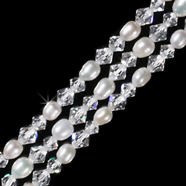 Elegance by Carbonneau B-8427-Silver-Ivory-Clear Bracelet 8427 Silver Ivory Clear