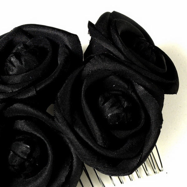 Elegance by Carbonneau Comb-4647-Black Charming Black Flower Bridal Hair Comb 4647