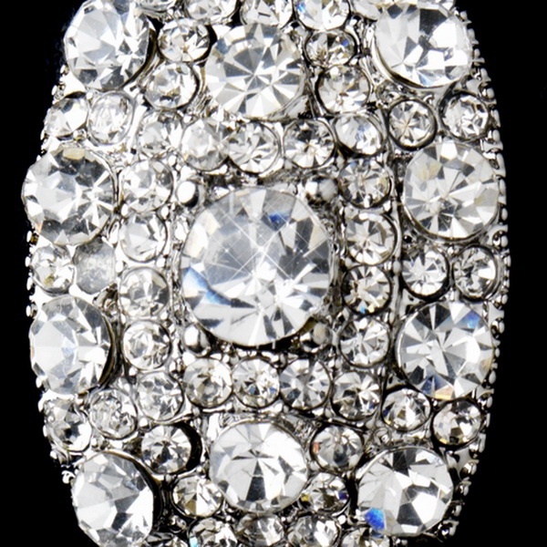 Elegance by Carbonneau E-8947-AS-Clear Antique Silver Clear Rhinestone Clip On Earrings 8947