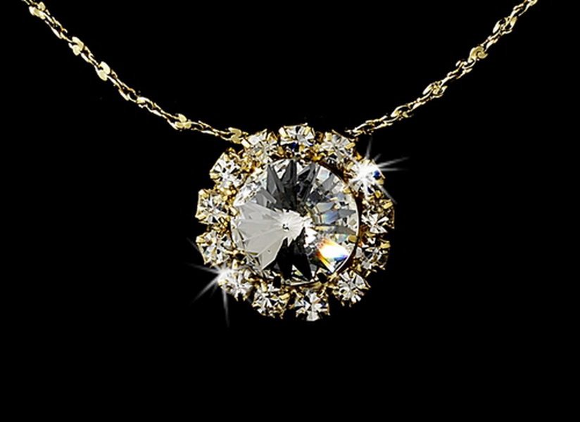 Elegance by Carbonneau NE-70249-GoldClear Necklace Earring Set 70249 Gold Clear