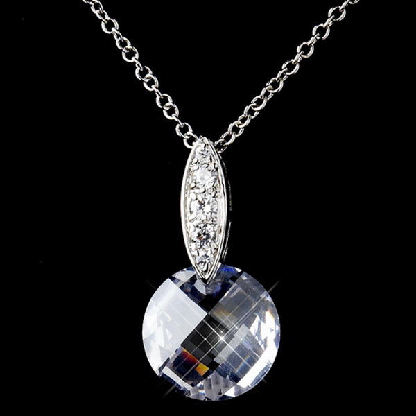 Elegance by Carbonneau NE-9969-AS-Clear Antique Rhodium Silver Crystal & CZ Crystal Pendent Necklace & Earrings Set 9969