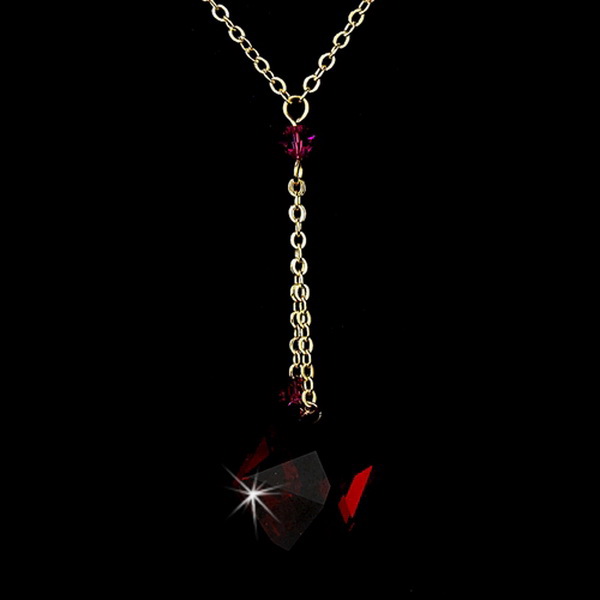 Elegance by Carbonneau N-8124-Gold-Red Necklace 8124 Gold Red