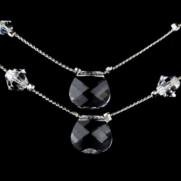 Elegance by Carbonneau N-8140-Silver-Clear Necklace 8140 Silver Clear
