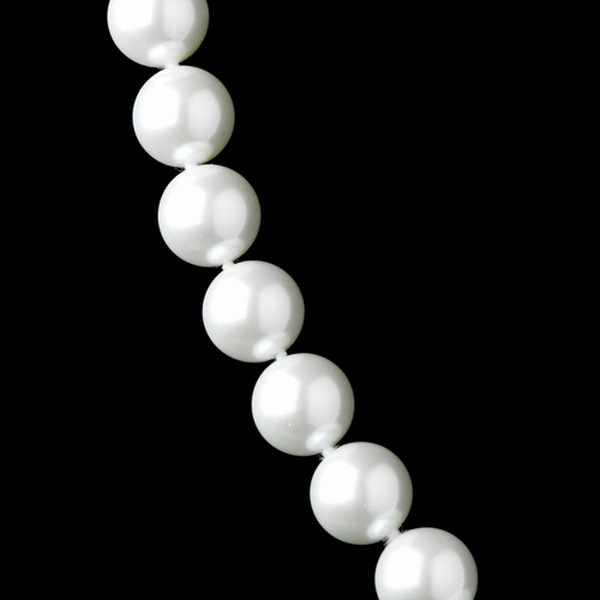 Elegance by Carbonneau N-8971-S-DW Elegant Silver Diamond White Pearl Necklace N 8971