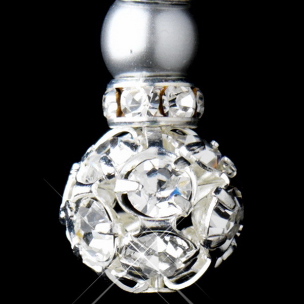 Elegance by Carbonneau E-8751-S-Cloud Silver Cloud Rondelle Pearl Drop Earrings 8751