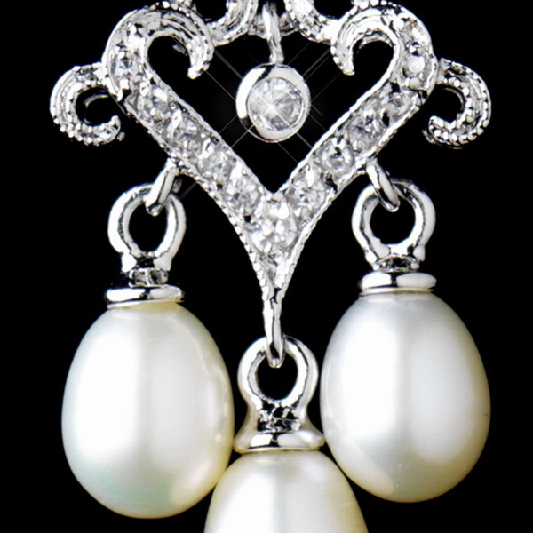 Elegance by Carbonneau E-6524-AS-FW Antique Rhodium Small Freshwater Pearl Drop Chandelier Earrings 6524
