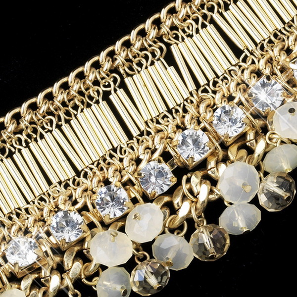 Elegance by Carbonneau B-8881-G-Clear Gold Austrian Crystal & Rhinestone Toggle Bracelet 8881