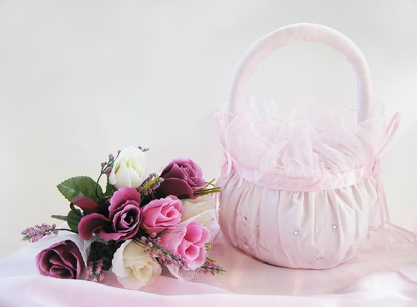 Elegance by Carbonneau FB-3-Pk Pink Bridal Flower Girl Basket FB 3