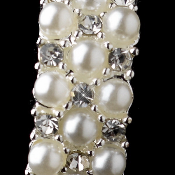 Elegance by Carbonneau E-20613-Silver-White Silver & White Pearl Clip On Earrings E 20613