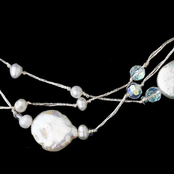 Elegance by Carbonneau N-8252-Silver-Pearl Freshwater Pearl Necklace N 8252