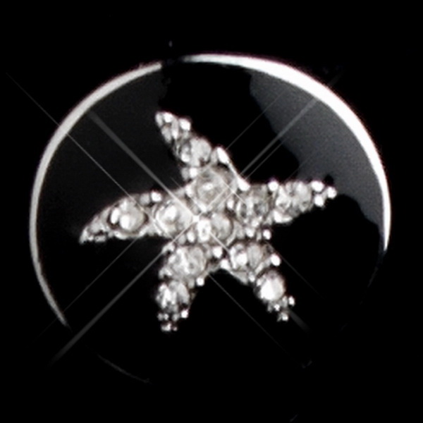Elegance by Carbonneau Silver Black Enamel CZ Starfish Earrings 8940
