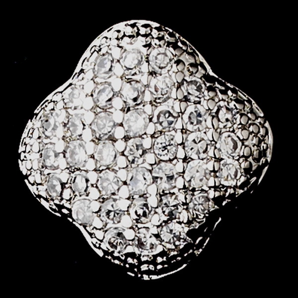 Elegance by Carbonneau E-8632-AS-Clear Silver Clear Rhinestone Clover Stud Earrings 8632