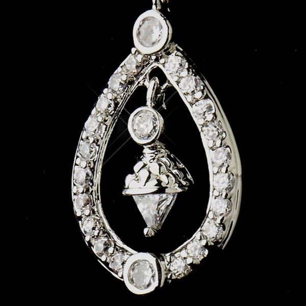 Elegance by Carbonneau E-9254-AS-Clear Antique Silver CZ Kate Middleton Bridal Wedding Earrings 9254