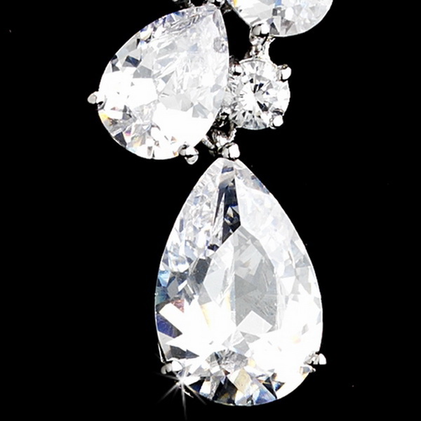 Elegance by Carbonneau E-5882-AS-Clear Sparkling Antique Silver Clear & CZ Earring 5882